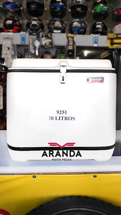 Caixa para Moto de Fibra 70 Litros - Aranda Moto Peças em Londrina - PR.